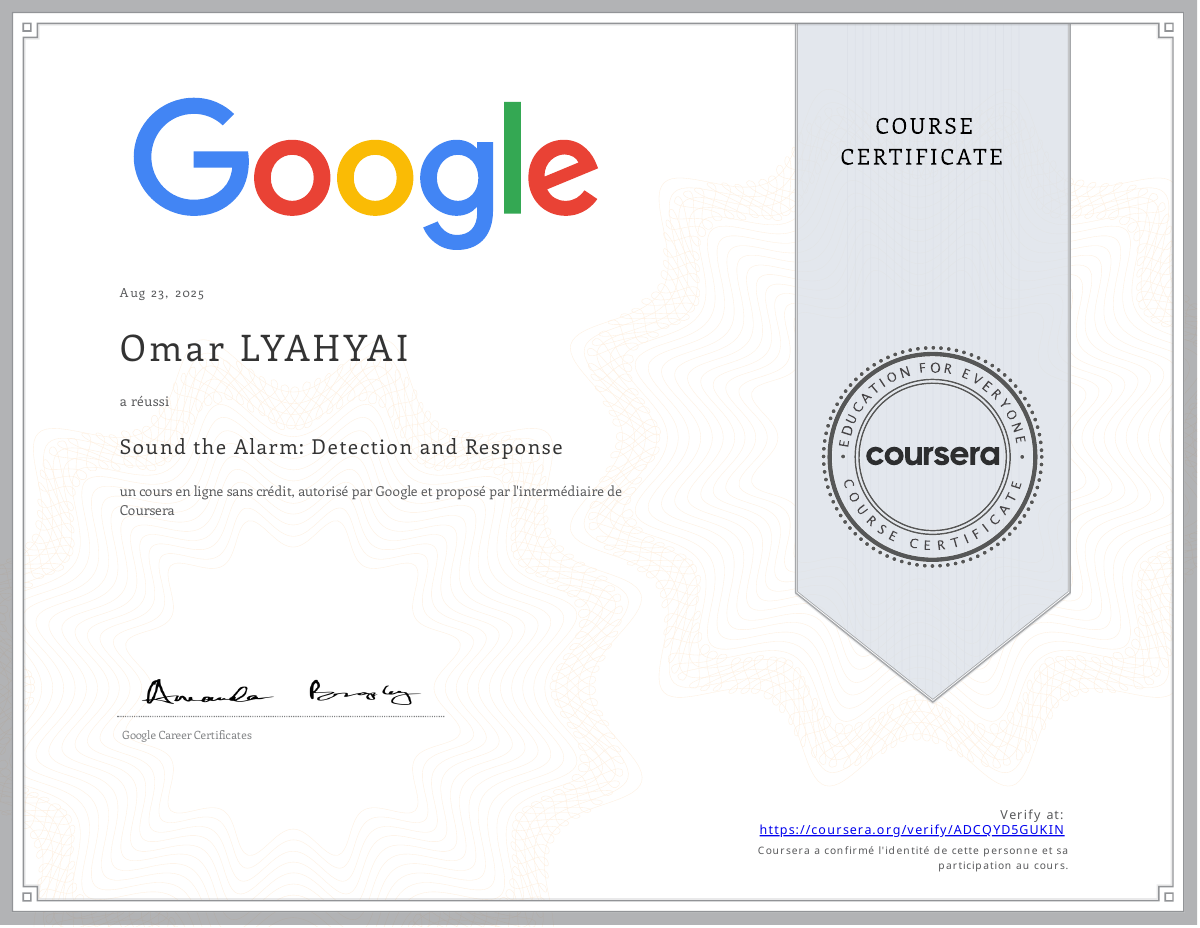 Google Cybersecurity Professional Certificate